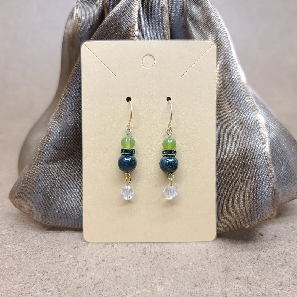 Nicely Green stone Goldfield Earrings
